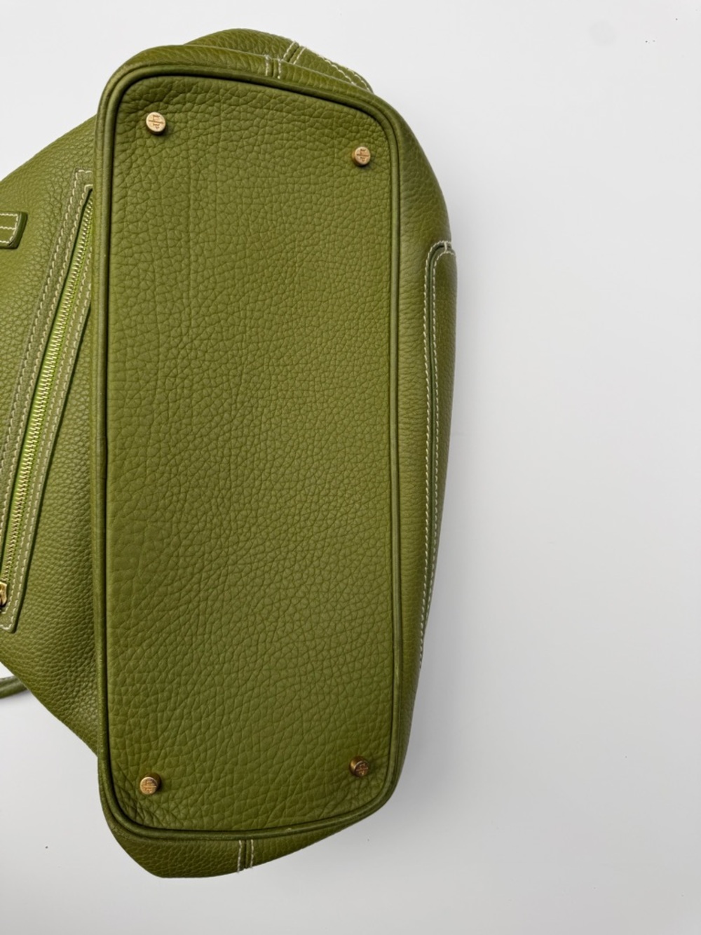 LORO PIANA Olive Green Leather Tote Bag - Picture 8 of 9